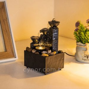 USB Powered LED Feng Shui Tabletop Fountain with Decorative Stones