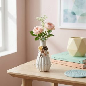 Porcelain Vase with Floral Ceramic Design