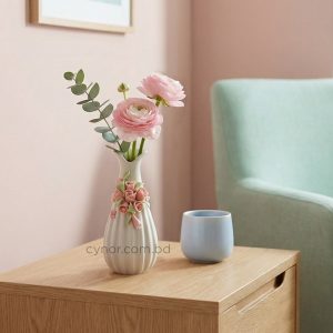 Porcelain Vase with Floral Ceramic Design