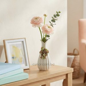 Porcelain Vase with Floral Ceramic Design