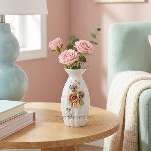 Porcelain Vase with Floral Ceramic Design