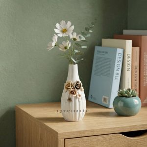 Ceramic Porcelain Vase with Floral Design