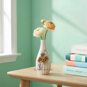 Ceramic Porcelain Vase with Floral Design