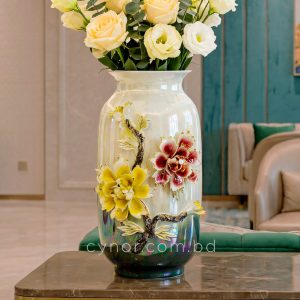 Luxury Porcelain Flower Vase with Elegant Iridescent Floral Design