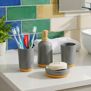 Ash Color Porcelain Ceramic 4 Piece Bathroom Accessory Set