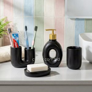 Black Porcelain Ceramic Bathroom Accessory Set 4 Pieces