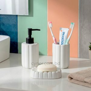 White Porcelain Ceramic 3 Piece Bathroom Accessory Set