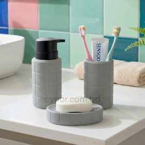Porcelain Ceramic 3 Piece Bathroom Accessory Set Ash