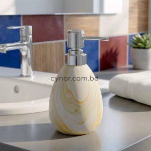 White Porcelain Ceramic Soap Shampoo Lotion Dispenser Marble Like Design