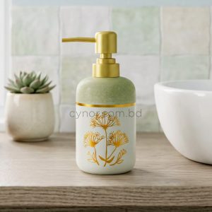 Sage Green White Golden Porcelain Ceramic Soap Shampoo Dispenser
