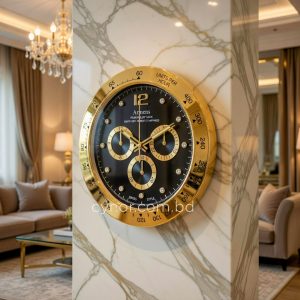 High Quality Stainless Steel Body with Chronograph Style Glass Dial Wall Clock