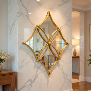 Geometric Wall Mirror Golden Decorative Fiber Wall Art