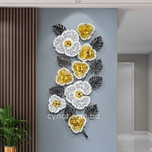 Aquatic Leaf Metal Wall Decor Golden White Black Modern Wall Art