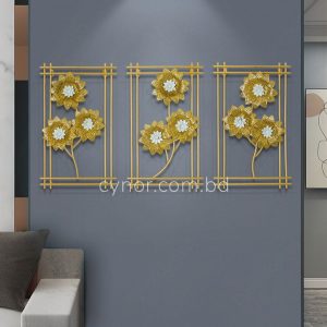 3 Piece Botanical Metal Wall Decor Set White and Gold