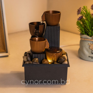 USB-Powered Small Size LED Fountain Feng Shui Style Tabletop Decor with Decorative Stones