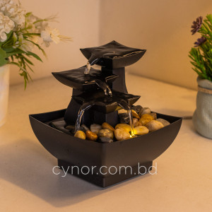 Plastic Body USB-Powered Small Size LED Fountain Feng Shui Tabletop Decor with Decorative Stones