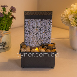 USB-Powered Small Size LED Fountain Feng Shui Tabletop Decor with Decorative Stones