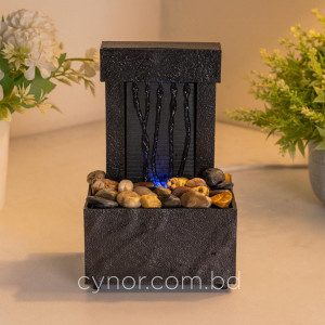 USB-Powered Small Size LED Fountain Feng Shui Tabletop Decor with Decorative Stones