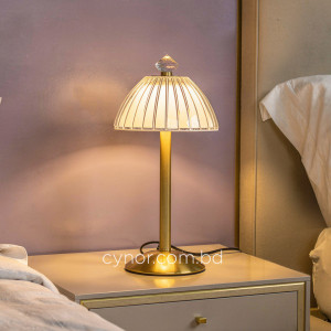 Golden Finish LED Table Lamp Metal Body Acrylic Diffuser