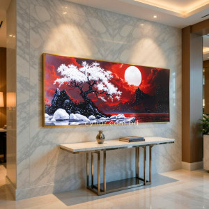 Surreal Night Fantasy Scenery Wall Frame with Resin Stone Details and Aluminium Frame