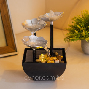 HD241-Silver-USB-Powered-Small-Size-LED-Waterfall-Fountain-Feng-Shui-Tabletop-Decor-with-Decorative-Stones-1