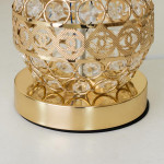 TL368-Golden Color Metal Body Table Lamp with Crystal Design and Rose Pattern Texture Plastic Shade (6)
