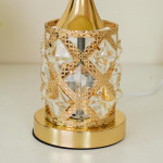 TL370-Golden Color Metal Body Table Lamp with Crystal Stone Design and Floral Pattern Texture Plastic Shade (6)