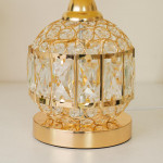 TL372-Golden Color Metal Body Table Lamp with Crystal Stone Design and Rose Pattern Texture Fabric Shade (6)