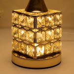 TL373-Golden Color Metal Body Table Lamp with Crystal Stone Design and Geometric Pattern Texture Plastic Shade (5)
