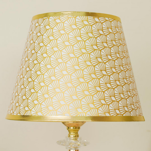 TL373-Golden Color Metal Body Table Lamp with Crystal Stone Design and Geometric Pattern Texture Plastic Shade (8)