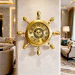 WC743-Nautical Design Wall Clock Glass Dial Golden Fiber Body (2)