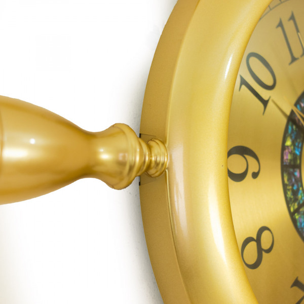 WC743-Nautical Design Wall Clock Glass Dial Golden Fiber Body (7)