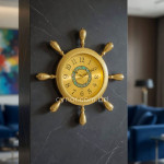 WC743-Nautical Design Wall Clock Glass Dial Golden Fiber Body (8)