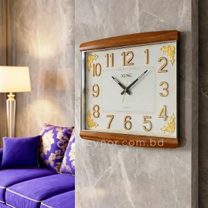 Vintage Style Wall Clock Radium Numerals Wood Texture Fiber Frame