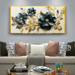 WR680-3-Abstract Floral Wall Art Frame with Resin Stone Design and Aluminium Frame (11)