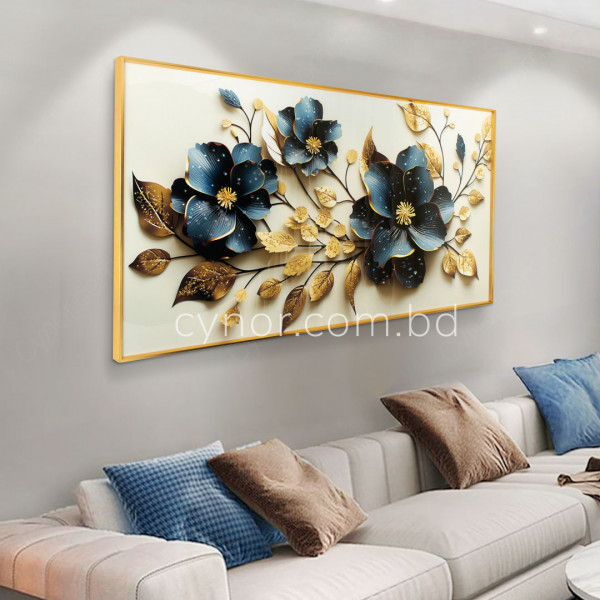 WR680-3-Abstract Floral Wall Art Frame with Resin Stone Design and Aluminium Frame (2)