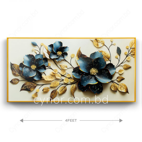 WR680-3-Abstract Floral Wall Art Frame with Resin Stone Design and Aluminium Frame (3)
