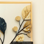 WR680-3-Abstract Floral Wall Art Frame with Resin Stone Design and Aluminium Frame (5)