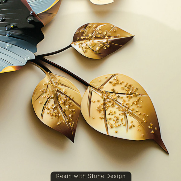 WR680-3-Abstract Floral Wall Art Frame with Resin Stone Design and Aluminium Frame (6)