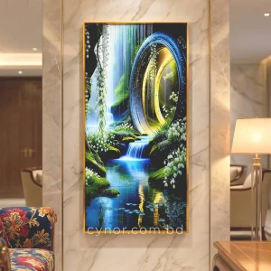 Luxury Waterfall Art Wall Frame with Resin Stone Design and Aluminium Frame