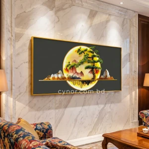 Bonsai Zen Abstract Wall Art with Resin Stone Design and Aluminium Frame
