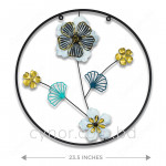 WR682-4-Metal Body Black, White, Golden, Blue Color Aquatic Leaf and Flower Design Wall Decor (2)