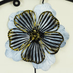 WR682-4-Metal Body Black, White, Golden, Blue Color Aquatic Leaf and Flower Design Wall Decor (4)