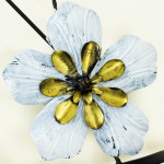 WR682-4-Metal Body Black, White, Golden, Blue Color Aquatic Leaf and Flower Design Wall Decor (5)