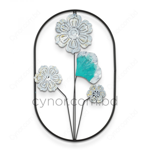 WR682-8-Metal Wall Decor with Ash and Green Color Texture Aquatic Leaf Design (2)