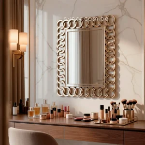 Antique Gold Interlocking Ring Wall Mirror Fiber Frame