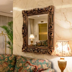 Antique Bronze Ornate Wall Mirror with Premium Fiber Frame