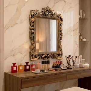 Antique Ornate Frame Wall Mirror with Premium Fiber Construction
